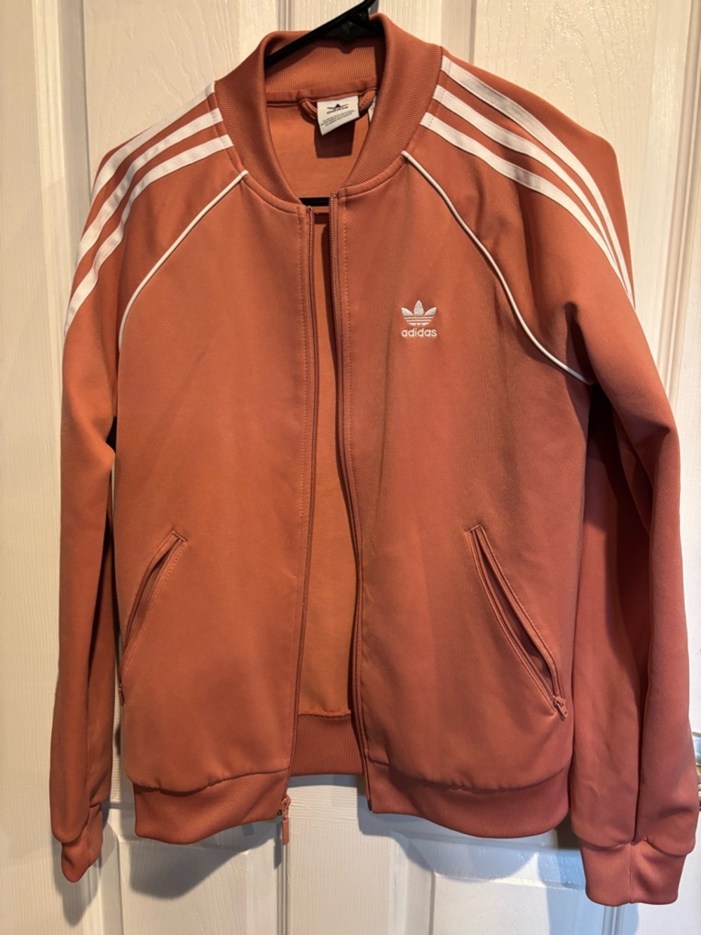adidas Trefoil Hoodie in Dusty Coral with White Tag